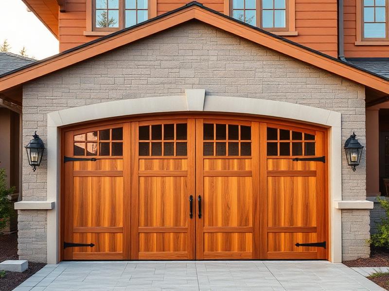 Beautiful wood carriage style garage door - quality installation by Pittsburg Garage Doors